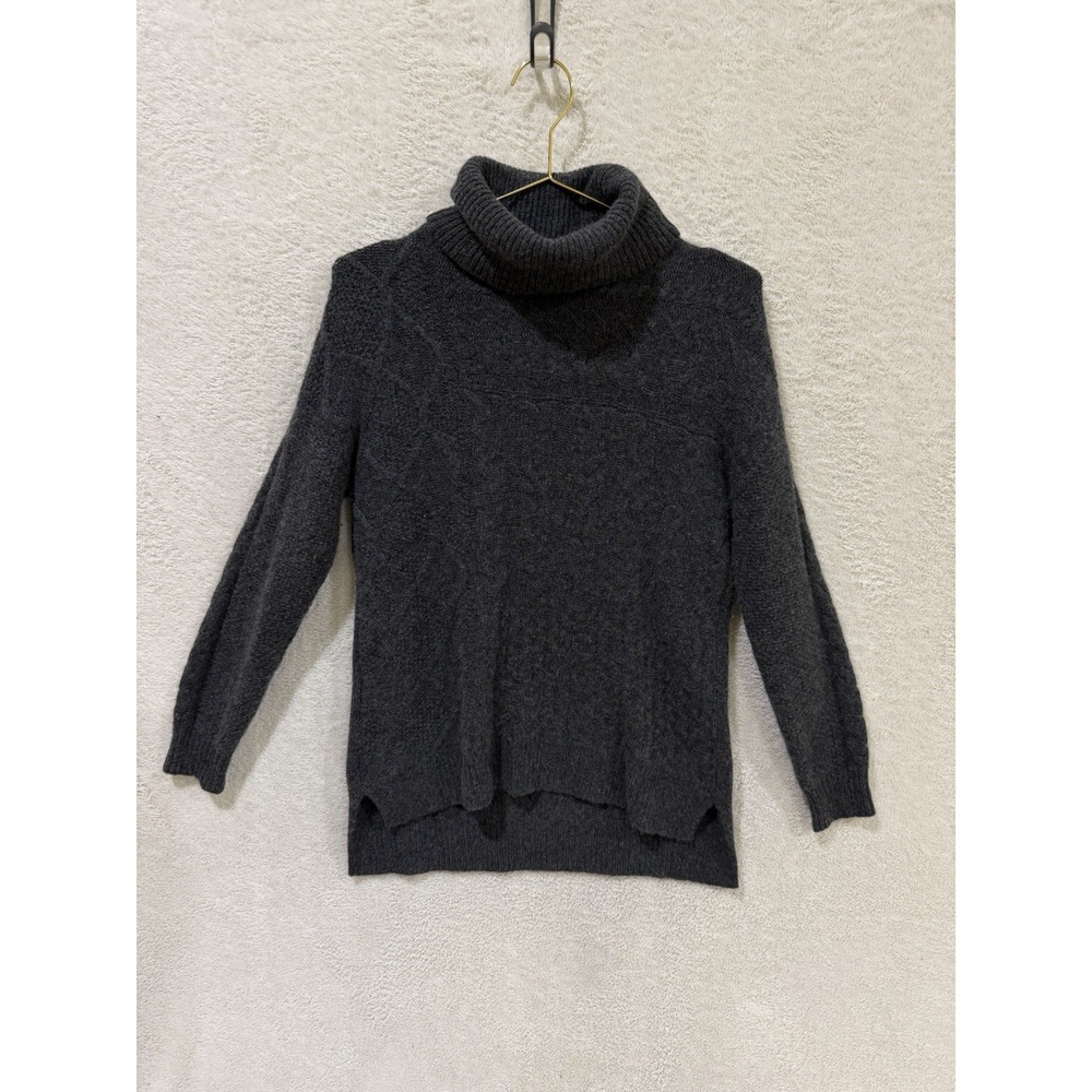 Saks Fifth Avenue Cashmere Turtleneck Sweater Womens Small Charcoal Gray Texture